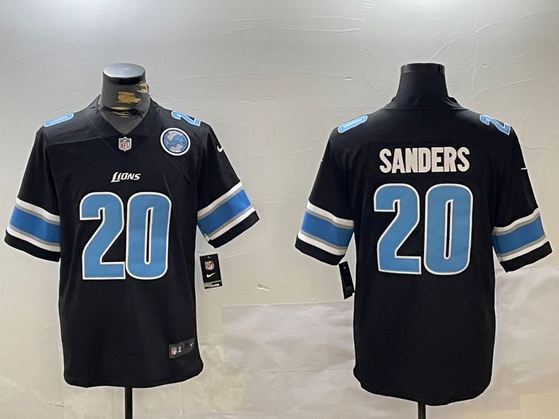 Men Detroit Lions #20 Sanders Black three generations 2024 Nike Limited NFL Jersey style 2